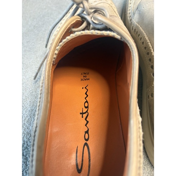 Santoni Wingtip Brogues‎ Beige Suede Men Shoe Santoni US Size 7/EU 40 main image 4